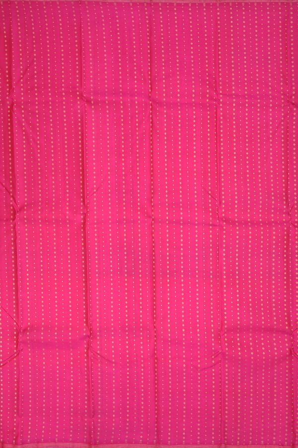 Kanchipuram Silk Saree In Rani Pink With Zari Buttis