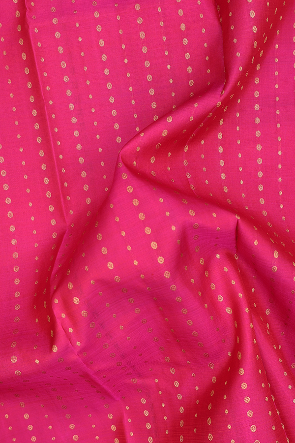 Kanchipuram Silk Saree In Rani Pink With Zari Buttis