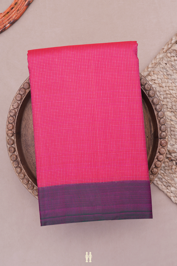 Kanchipuram Silk Saree In Rani Pink With Zari Stripes