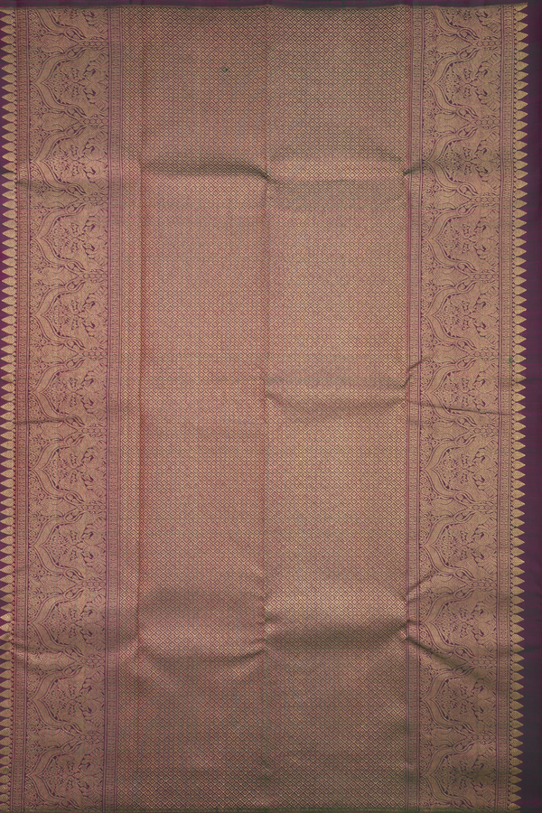 Kanchipuram Silk Saree In Rani Pink With Zari Stripes
