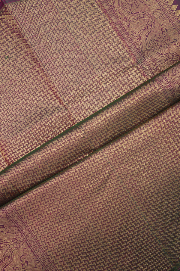 Kanchipuram Silk Saree In Rani Pink With Zari Stripes