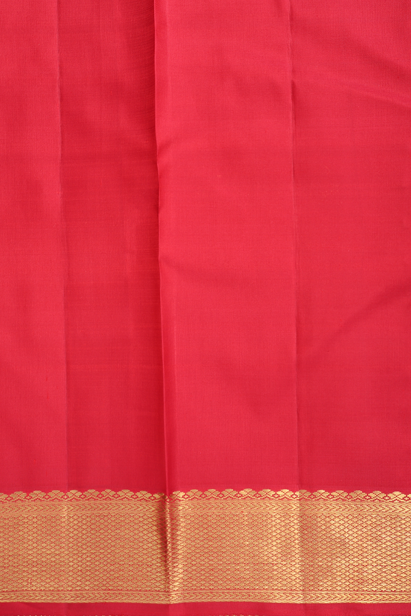 Kanchipuram Silk Saree In Red Along Checks With Buttas