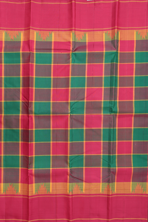 Kanchipuram Silk Saree In Multicolor With Checks Design