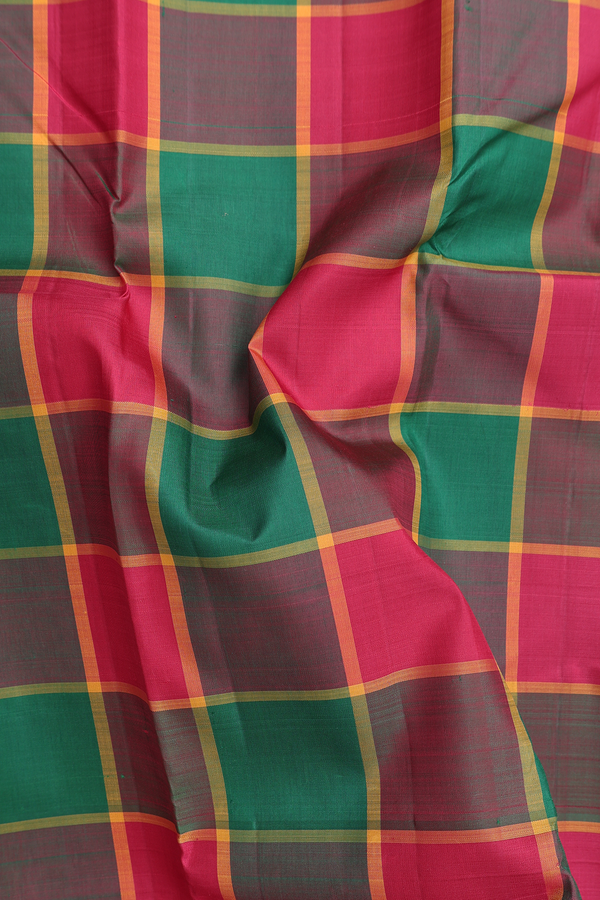 Kanchipuram Silk Saree In Multicolor With Checks Design