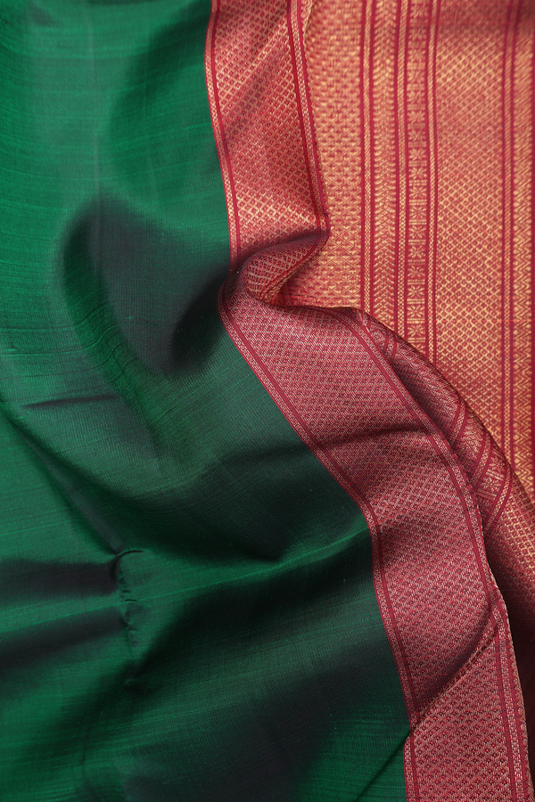 Kanchipuram Silk Saree In Red And Green With Half And Half