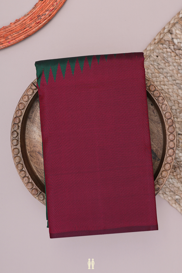 Kanchipuram Silk Saree In Red And Green With Step Border