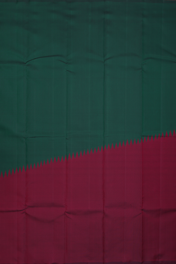 Kanchipuram Silk Saree In Red And Green With Step Border