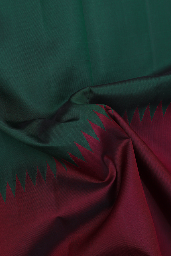 Kanchipuram Silk Saree In Red And Green With Step Border