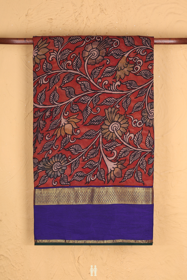 Kanchipuram Silk Saree In Red And Grey With Half And Half