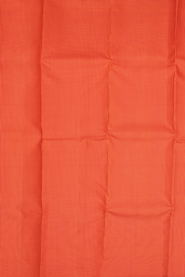 Kanchipuram Silk Saree In Red And Orange With Checks Design
