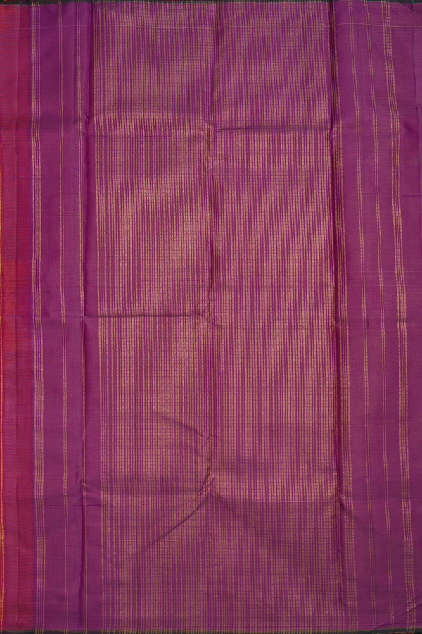 Kanchipuram Silk Saree In Red And Purple With Stripes Design