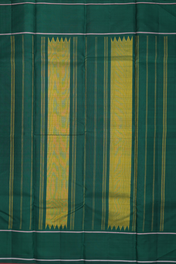 Kanchipuram Silk Saree In Red And Yellow With Checks Design