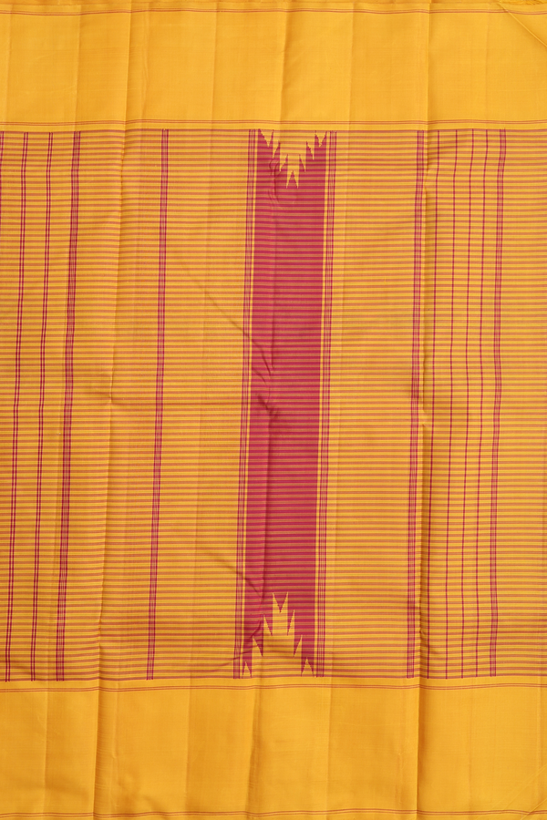 Kanchipuram Silk Saree In Red And Yellow With Checks Design