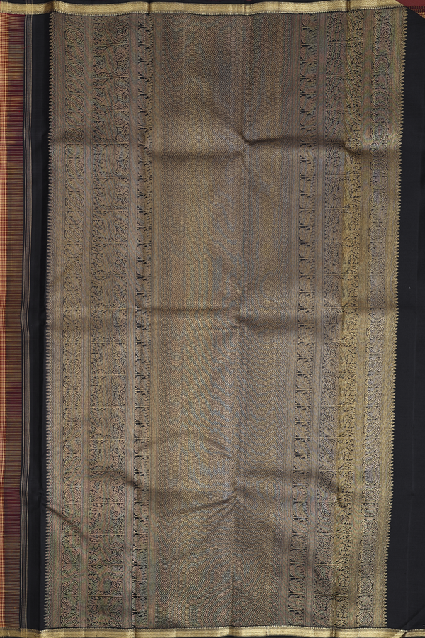 Kanchipuram Silk Saree In Red And Yellow With Checks Design