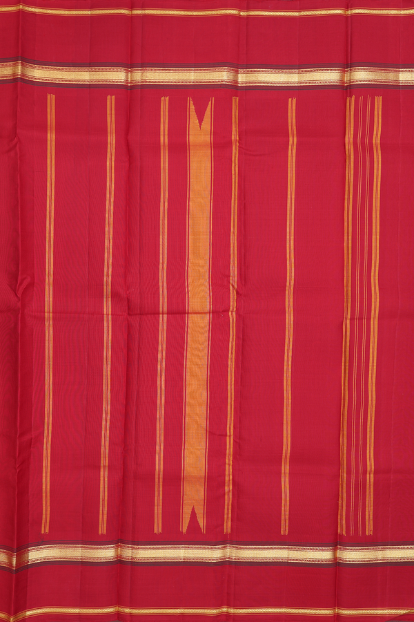 Kanchipuram Silk Saree In Red And Yellow With Checks Design