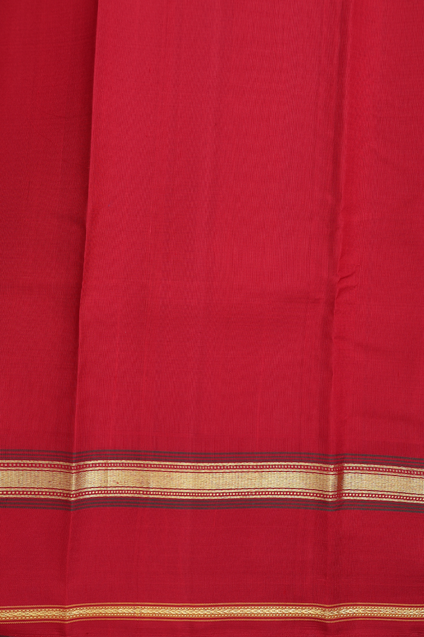 Kanchipuram Silk Saree In Red And Yellow With Checks Design