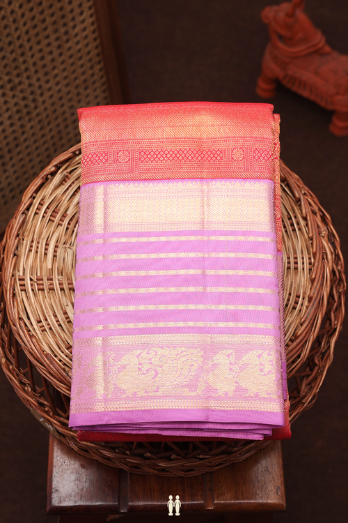 Kanchipuram Silk Saree In Red With Brocade Design