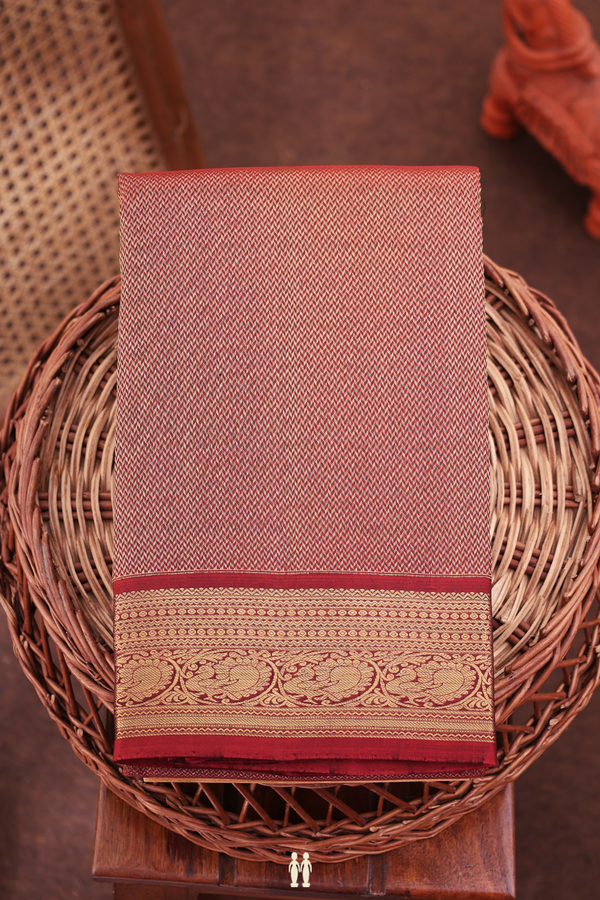 Kanchipuram Silk Saree In Red With Brocade Design