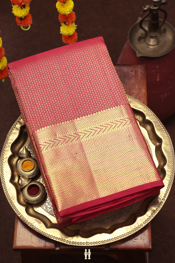 Kanchipuram Silk Saree In Red With Brocade Design