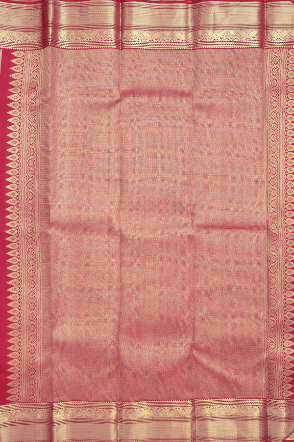 Kanchipuram Silk Saree In Red With Brocade Design