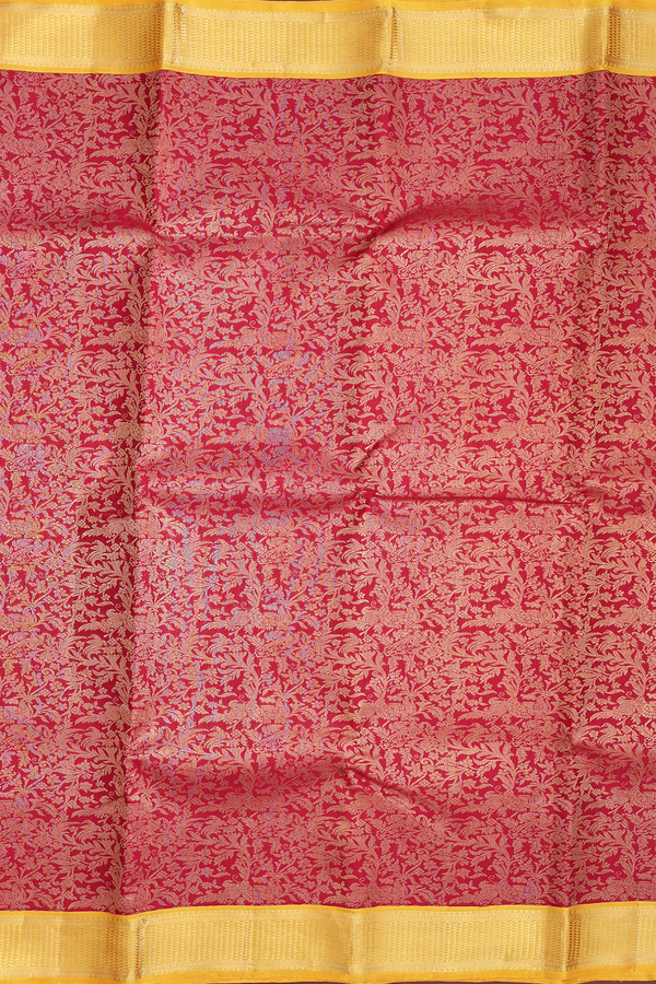 Kanchipuram Silk Saree In Red With Brocade Design