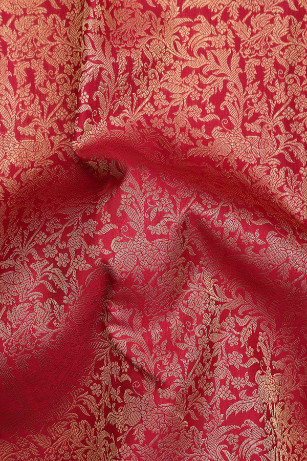 Kanchipuram Silk Saree In Red With Brocade Design