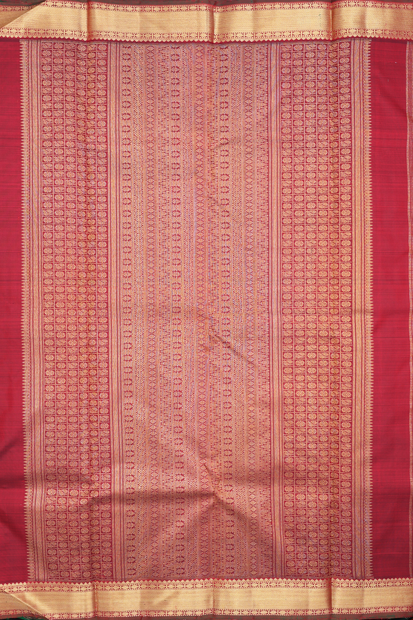 Kanchipuram Silk Saree In Red With Checks Design