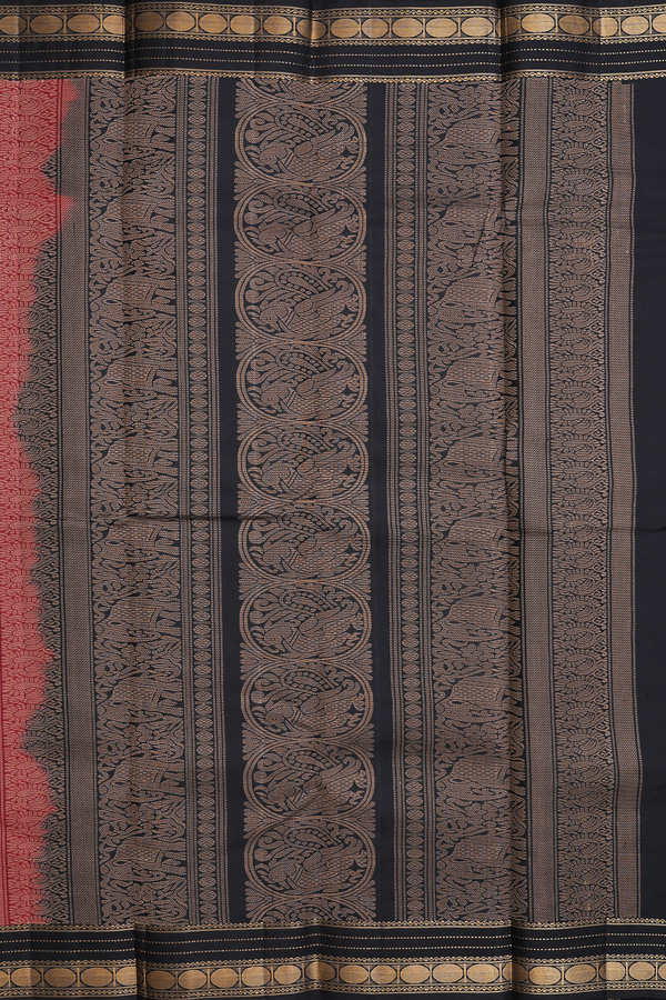 Kanchipuram Silk Saree In Red With Checks Design