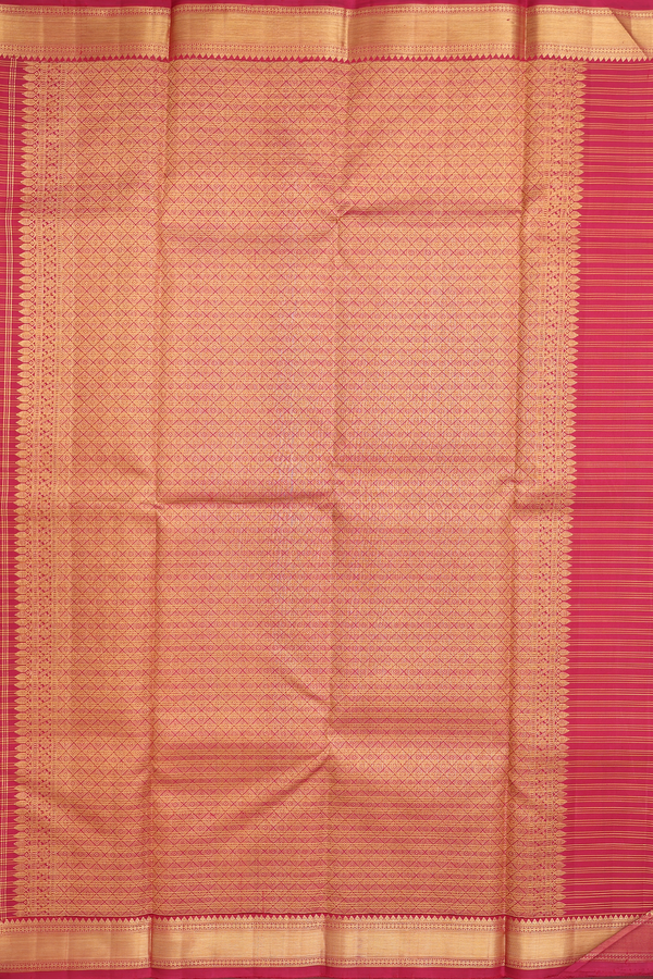 Kanchipuram Silk Saree In Red With Checks Design