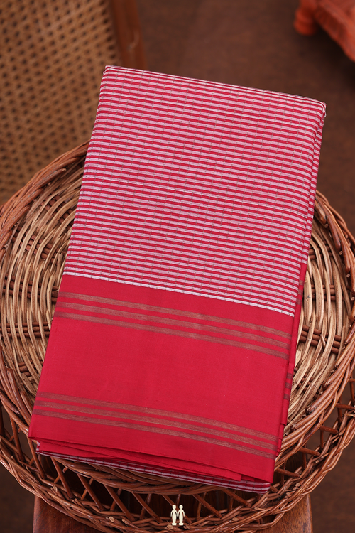 Kanchipuram Silk Saree In Red With Checks Design