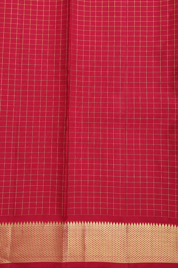 Kanchipuram Silk Saree In Red With Checks Design
