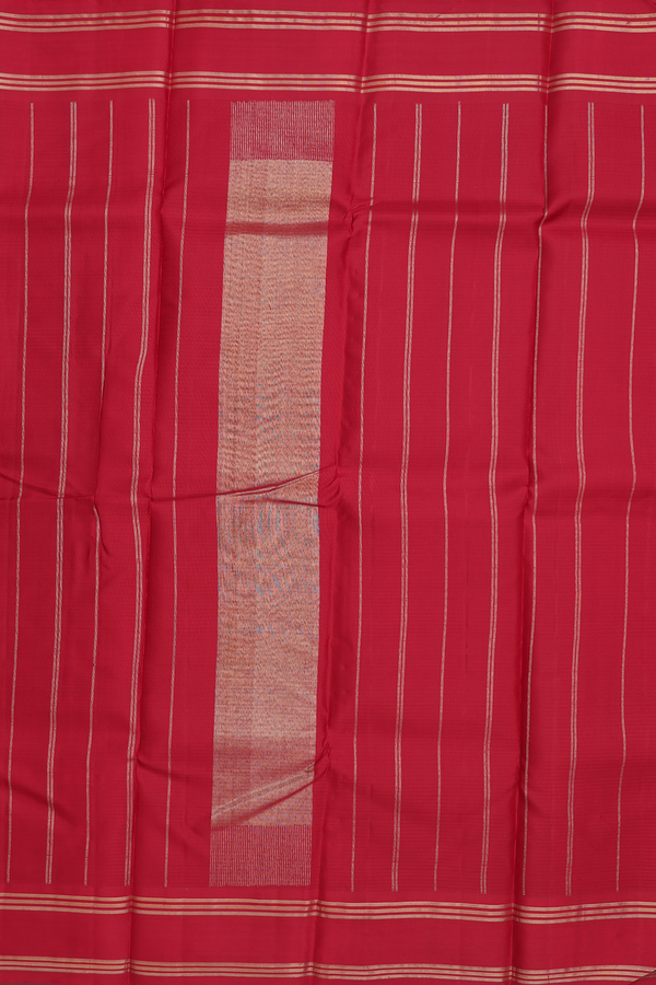 Kanchipuram Silk Saree In Red With Checks Design
