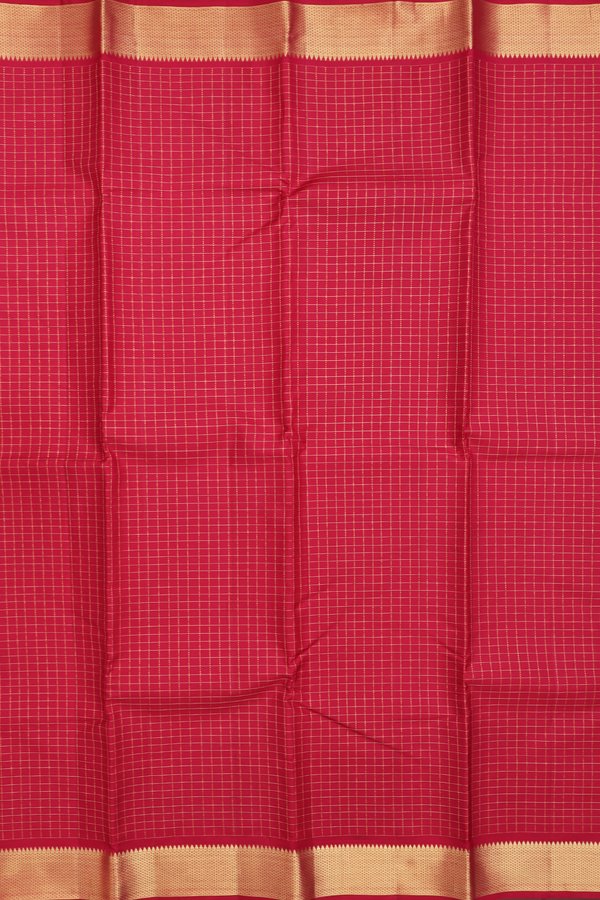 Kanchipuram Silk Saree In Red With Checks Design