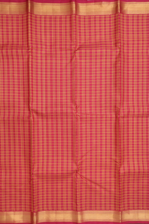 Kanchipuram Silk Saree In Red With Checks Design