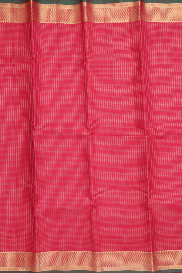 Kanchipuram Silk Saree In Red With Checks Design