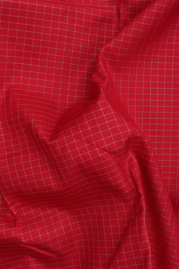 Kanchipuram Silk Saree In Red With Checks Design