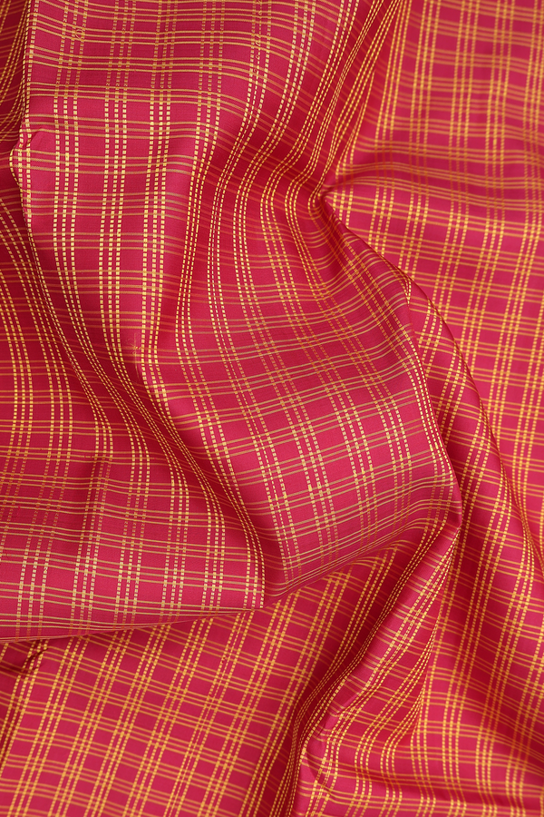 Kanchipuram Silk Saree In Red With Checks Design