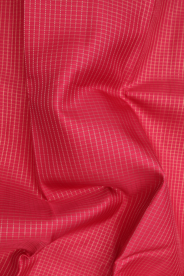 Kanchipuram Silk Saree In Red With Checks Design