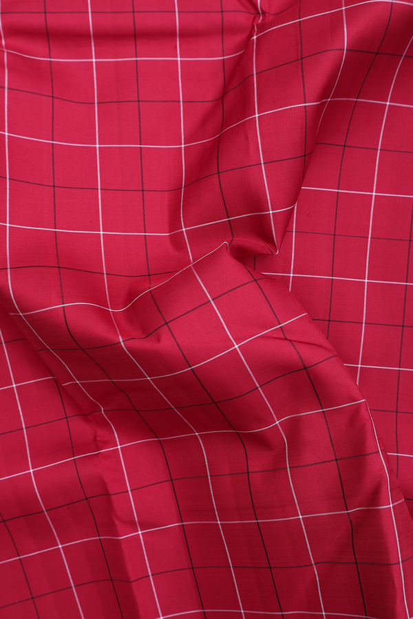 Kanchipuram Silk Saree In Red With Checks Design