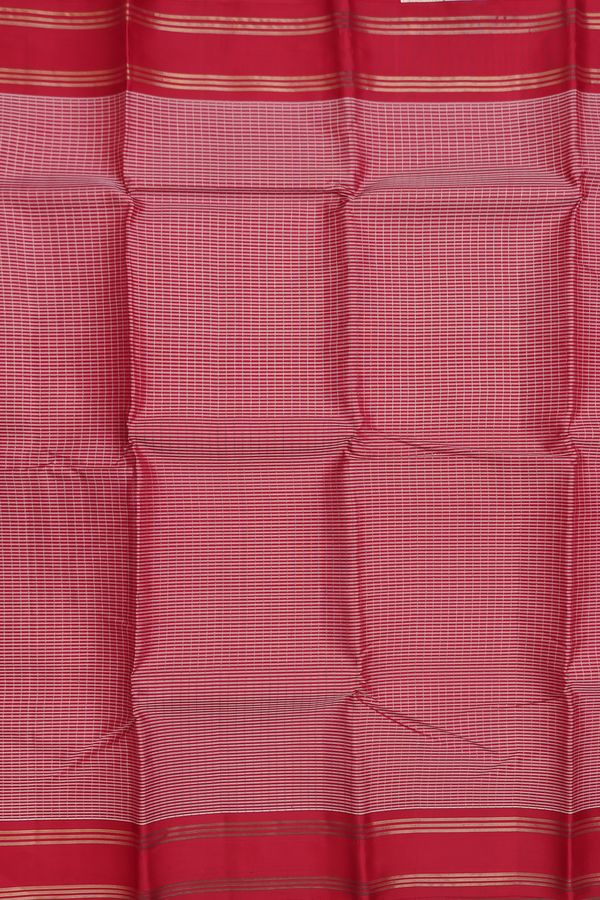 Kanchipuram Silk Saree In Red With Checks Design