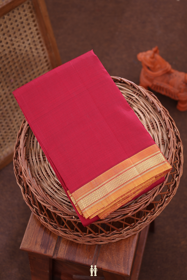 Kanchipuram Silk Saree In Red With Contrast Border