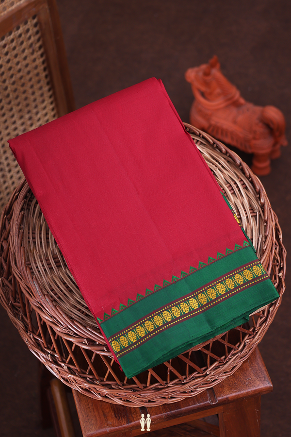 Kanchipuram Silk Saree In Red With Contrast Border
