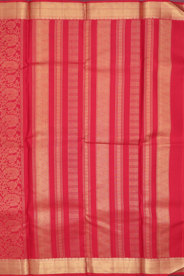 Kanchipuram Silk Saree In Red With Floral Design