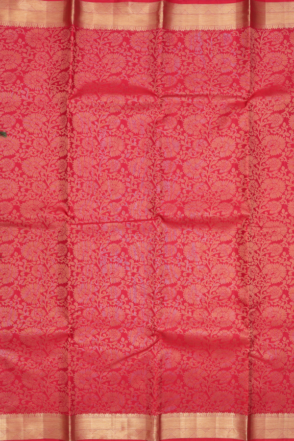 Kanchipuram Silk Saree In Red With Floral Design