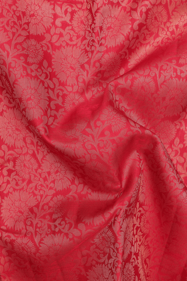 Kanchipuram Silk Saree In Red With Floral Design