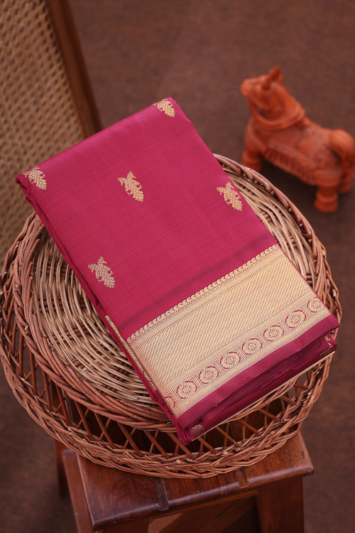 Kanchipuram Silk Saree In Red With Iruthalai Pakshi Buttas