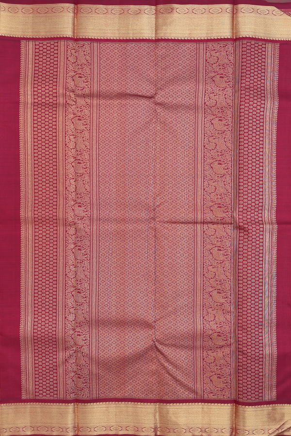 Kanchipuram Silk Saree In Red With Iruthalai Pakshi Buttas