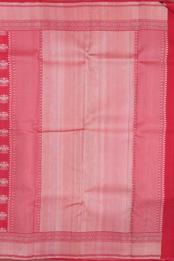 Kanchipuram Silk Saree In Red With Iruthalai Pakshi Buttas