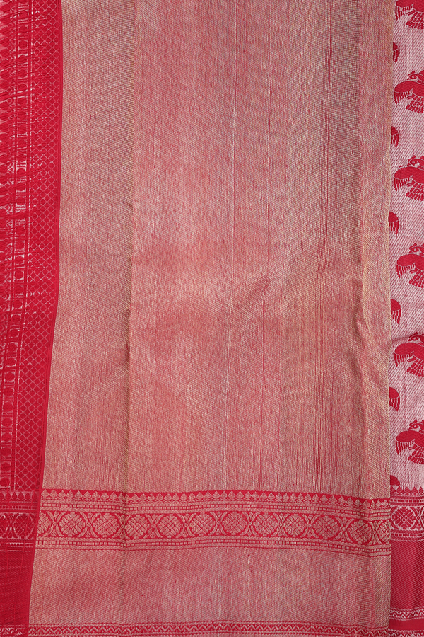 Kanchipuram Silk Saree In Red With Iruthalai Pakshi Buttas