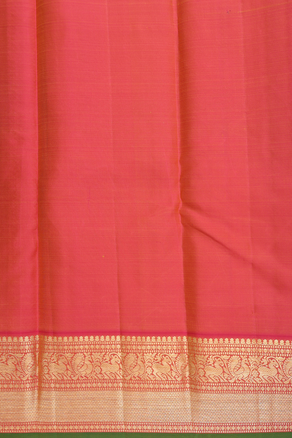 Kanchipuram Silk Saree In Olive Green With Floral Buttis